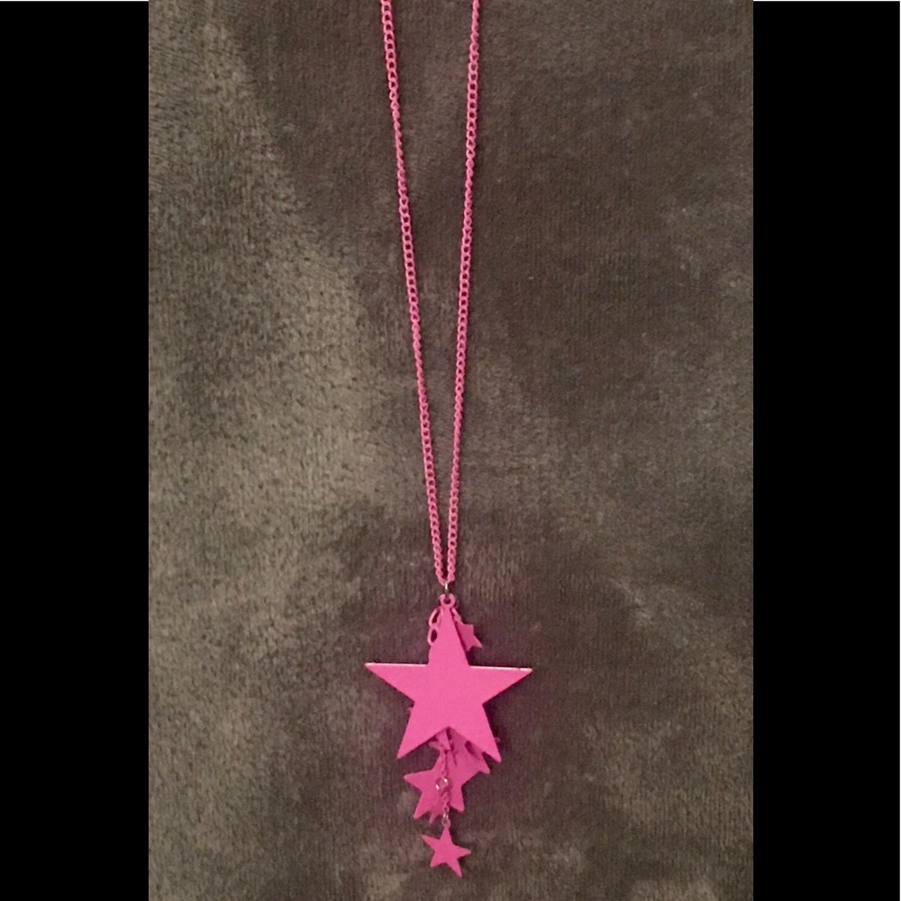 New! Sarina Pink Star Necklace 24” - Picture 2 of 4